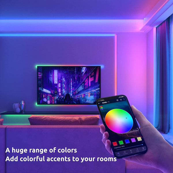 Colorful RGB LED Strip Lights with Remote Control and Music Sync for Home Theater, TV Backlighting and Gaming Setup