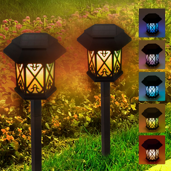 Outdoor Solar Pathway Lights: Set of 2 LED Landscape Lighting for Garden, Patio, Yard, and Walkway