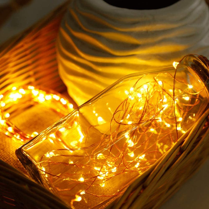 2 pcs 100 LED solar fairy lights, 10 meters solar battery operated copper waterproof warm white