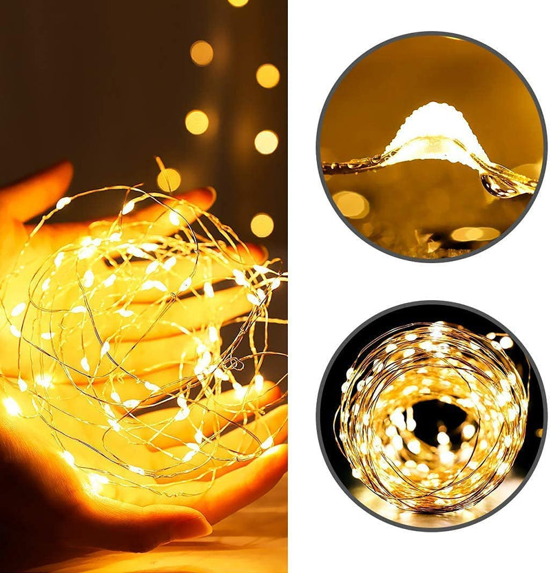 Fairy String Lights Battery Operated Remote 2 Pack 100 LED 36 ft Waterproof for Patio Yard Trees Christmas Wedding Party