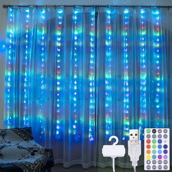 9.8 x 10.8ft 300 LED Curtain Lights for Wedding and Event Backdrops
