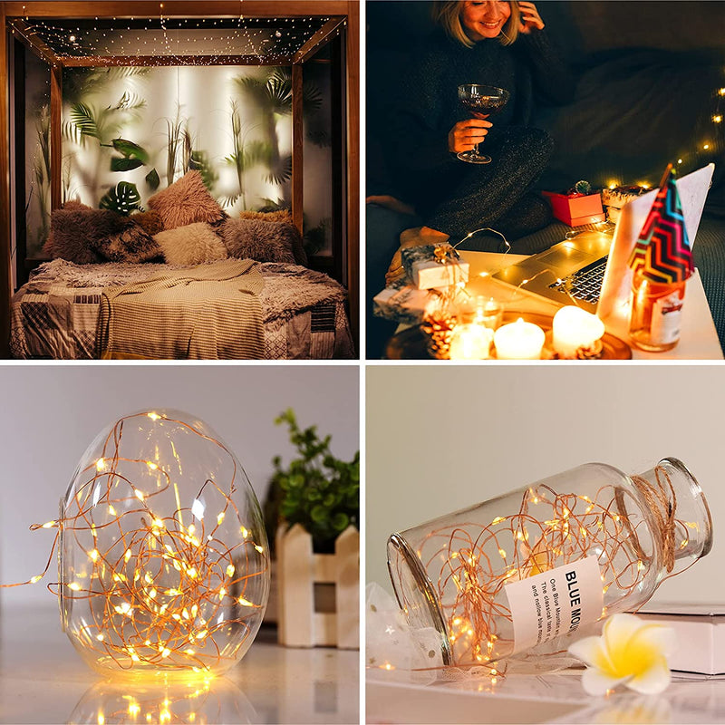 2 Pack 16ft 50 LEDs Lights Waterproof Copper String Lights for Outdoor Events and Landscapes